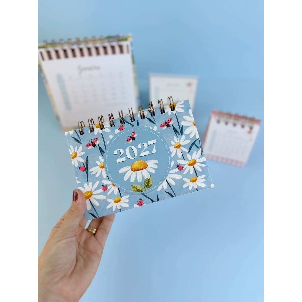 Calendário de Mesa 2027 Personalizado | Calendário de Mesa com Espiral | Calendário 2027 Decorativo para presente