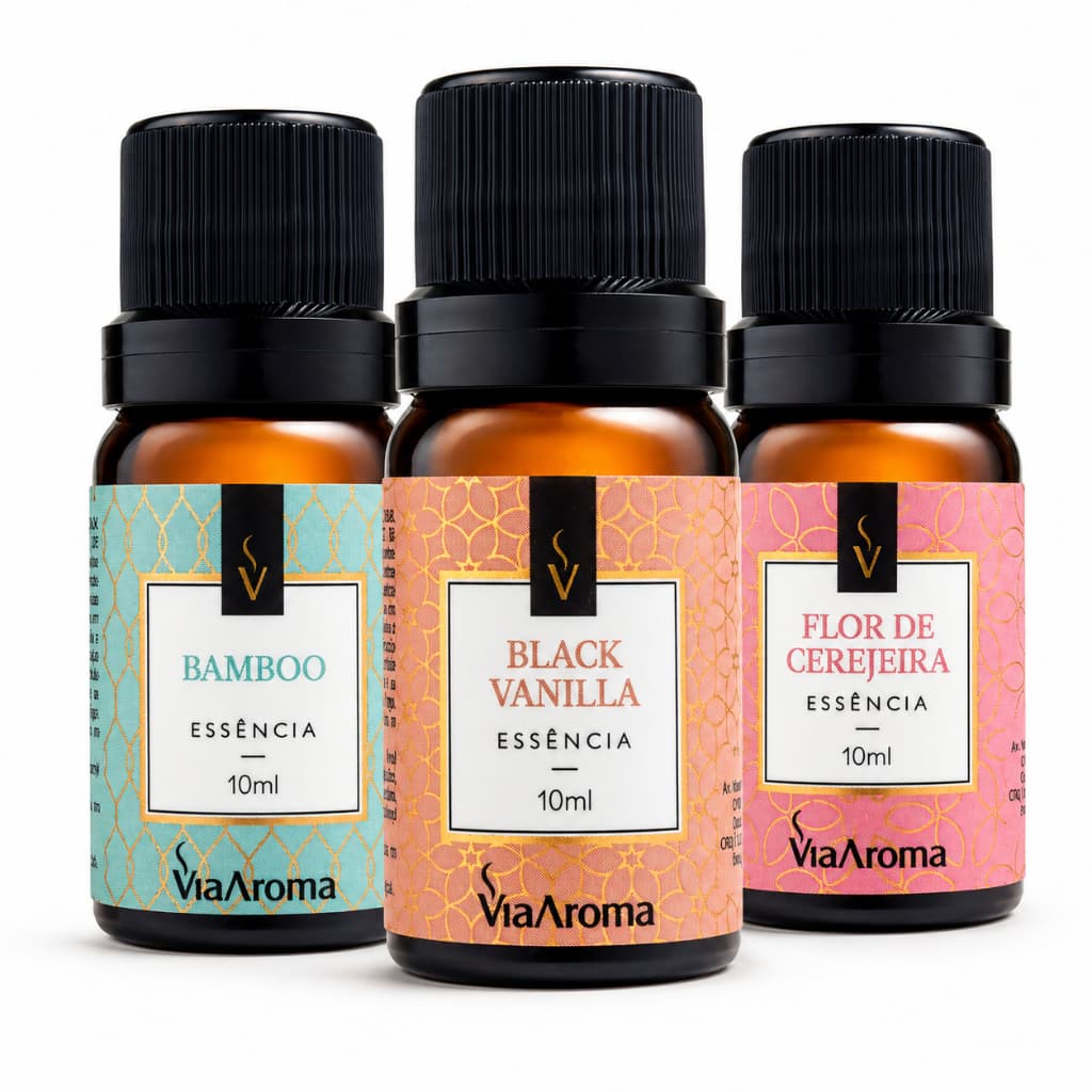Kit Essência Aromatizador para Difusor Aromatizador Essências Via Aroma Fragrâncias