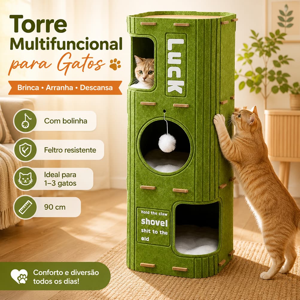 Casa de Gato em Feltro Multicamadas com Arranhador e Escalador