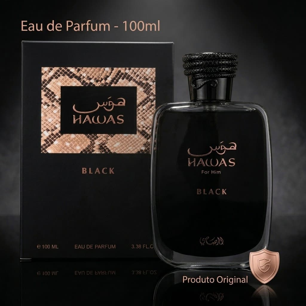 Perfume Árabe Hawas Black Masculino 100ml - Original