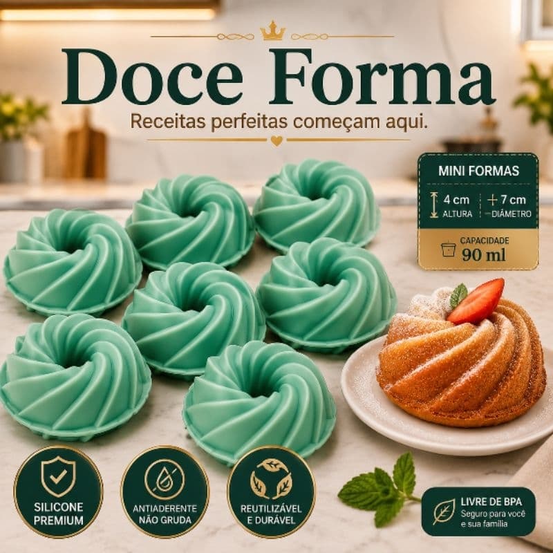 Kit 6 Formas Silicone Antiaderente para Bolo Cupcake Muffin Pudim Reutilizável Livre BPA Micro-ondas Forno Doce Forma
