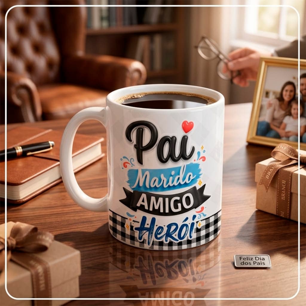 Caneca de Porcelana 325ml Dia dos Pais Personalizada