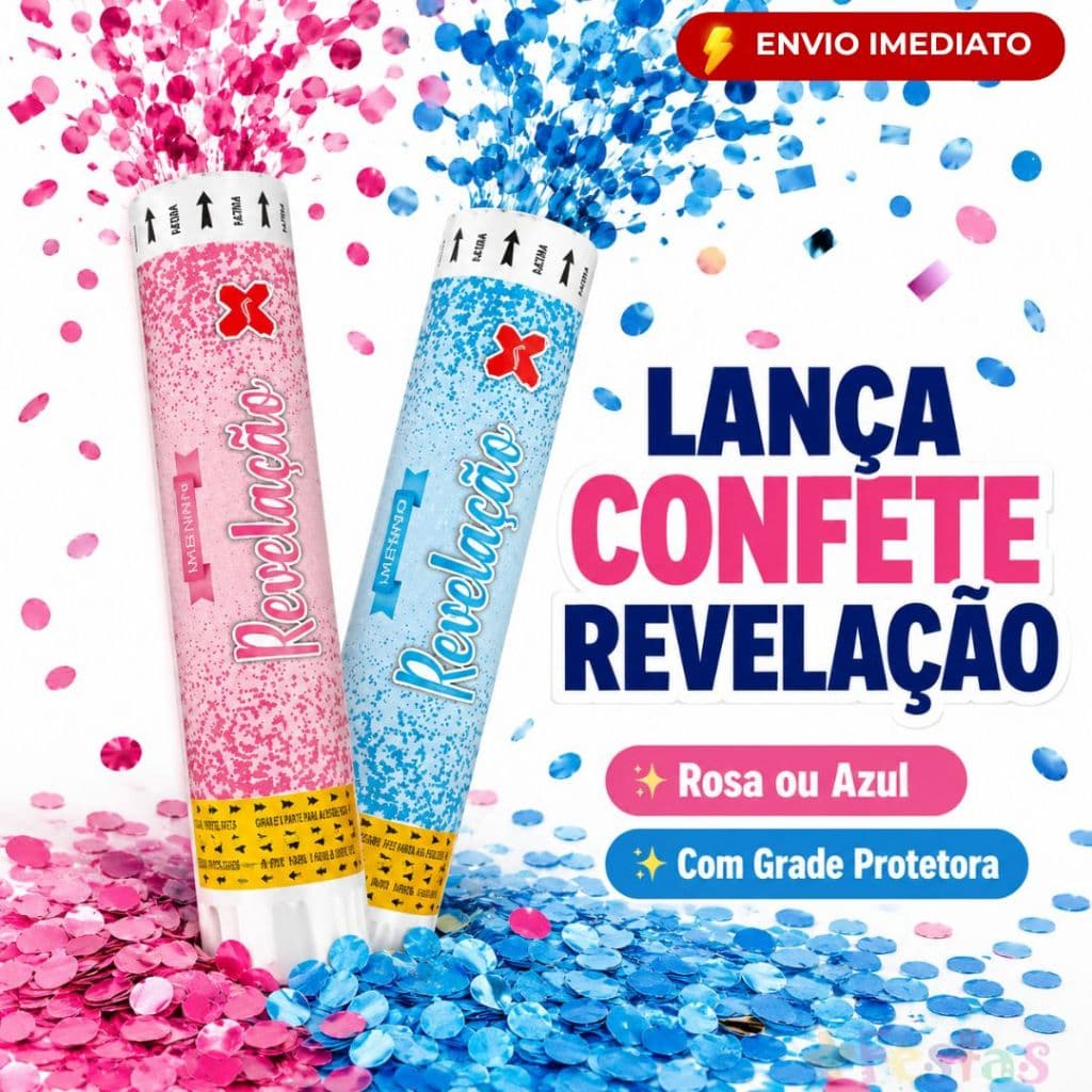 Lança Confete Chá Revelação Rosa Azul Efeito Festa Surpresa Menino Menina