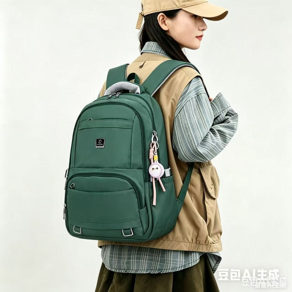 Mochila Feminina Escolar Passeio Coreano Grande Capacidade Com Pingente de Corda