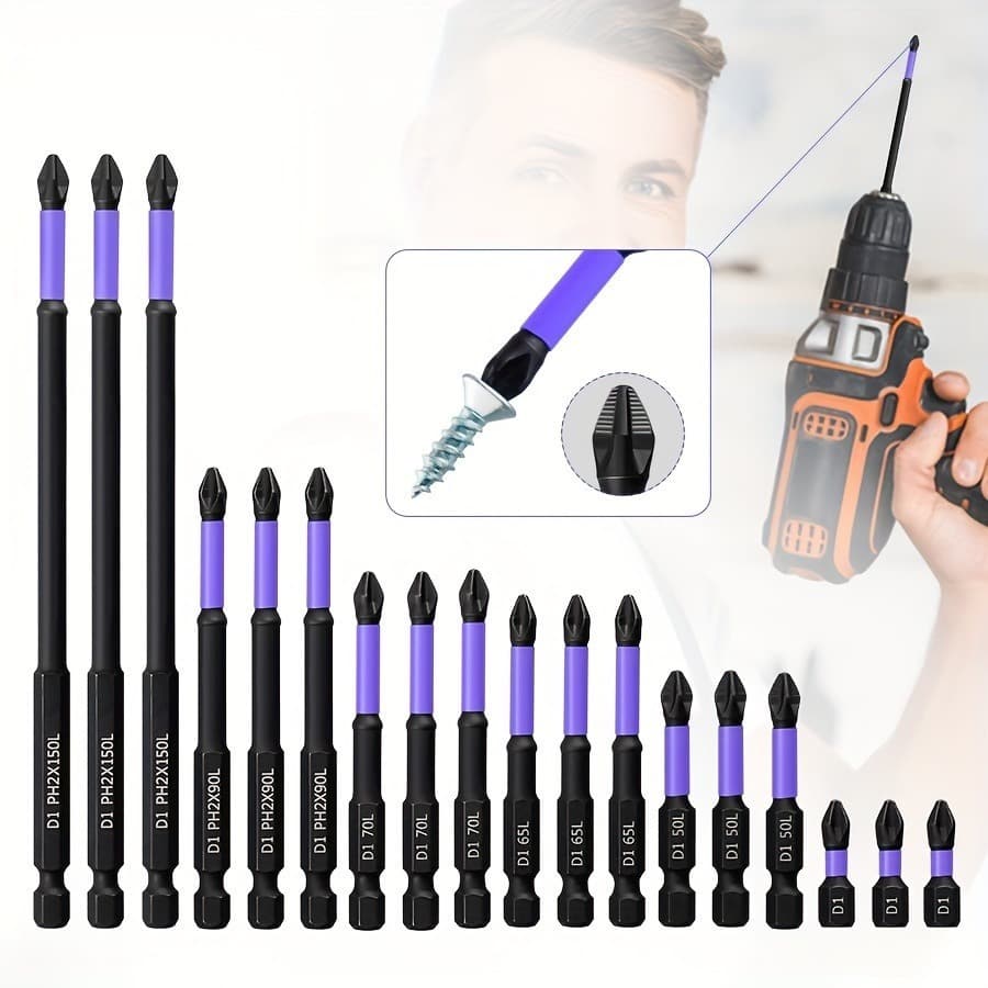 Kit 18 Bits Magnetico Ponteira Ph2 Philips Parafusadeira 25-150mm para Furadeira
