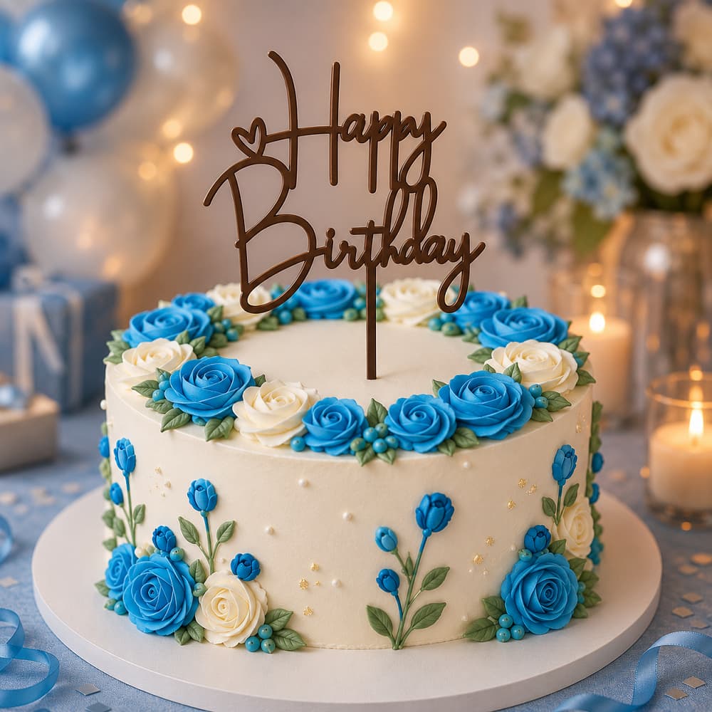 Topo de Bolo Happy Birthday Topper Decoração Aniversário