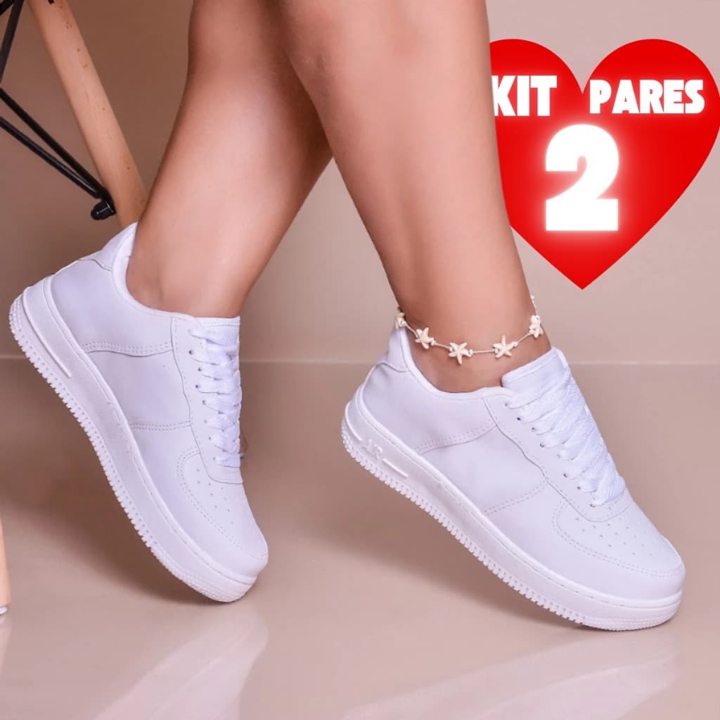 Kit 2 Tênis Casual Feminino Masculino Plataforma Academia Caminhada Conforto Premium