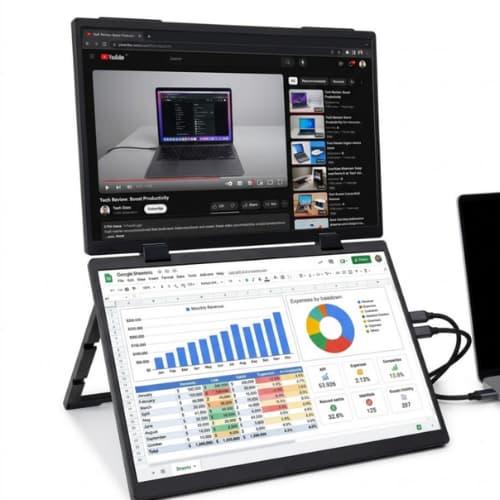 Monitor Portátil Dual Screen 14" para Notebook Full HD USB-C HDMI 360° Trabalho Estudo Home Office