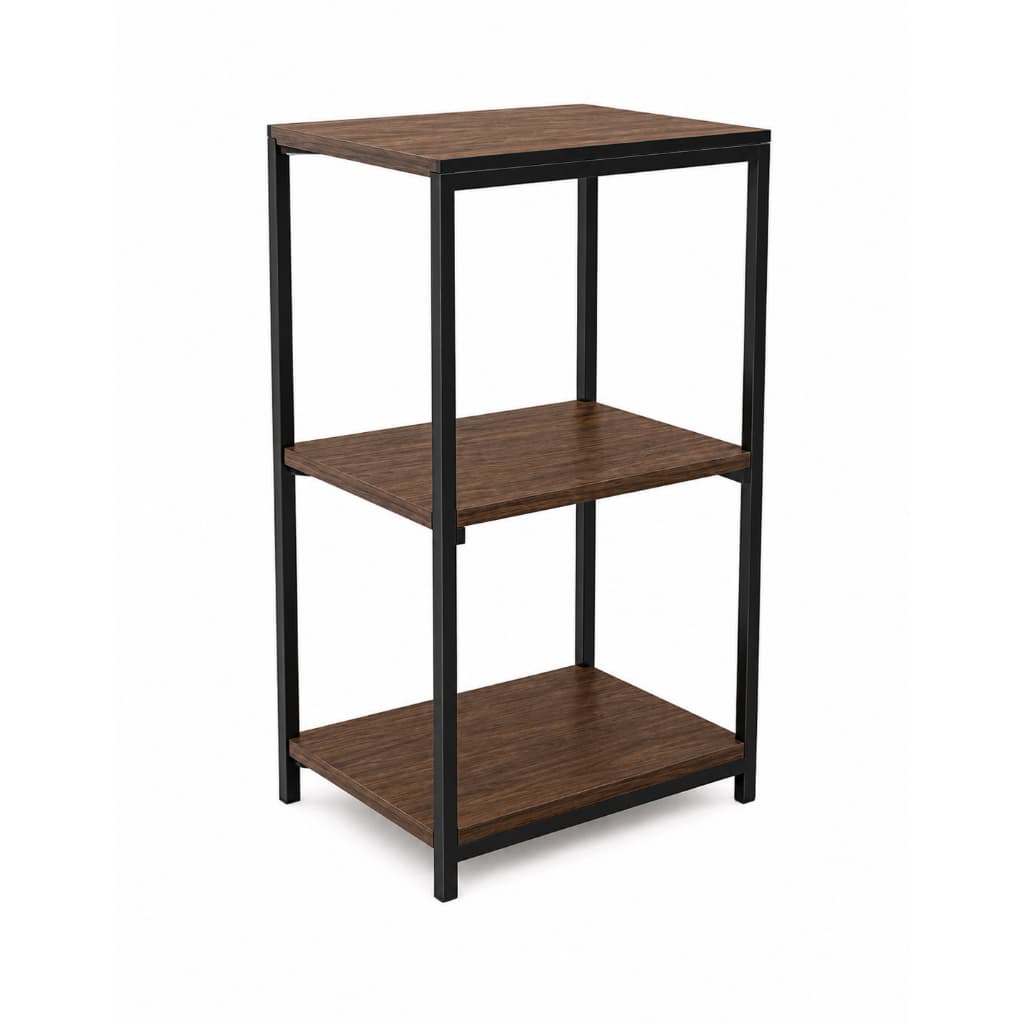 Estante Organizadora 3 Prateleiras Industrial em Aço Preto e MDF para Livros