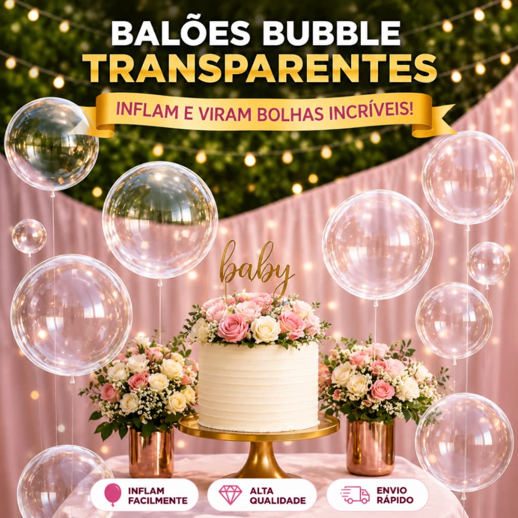 Kit 10/20 Balão Bubble Bolha Transparente - 10/18/20/24/36 Polegadas