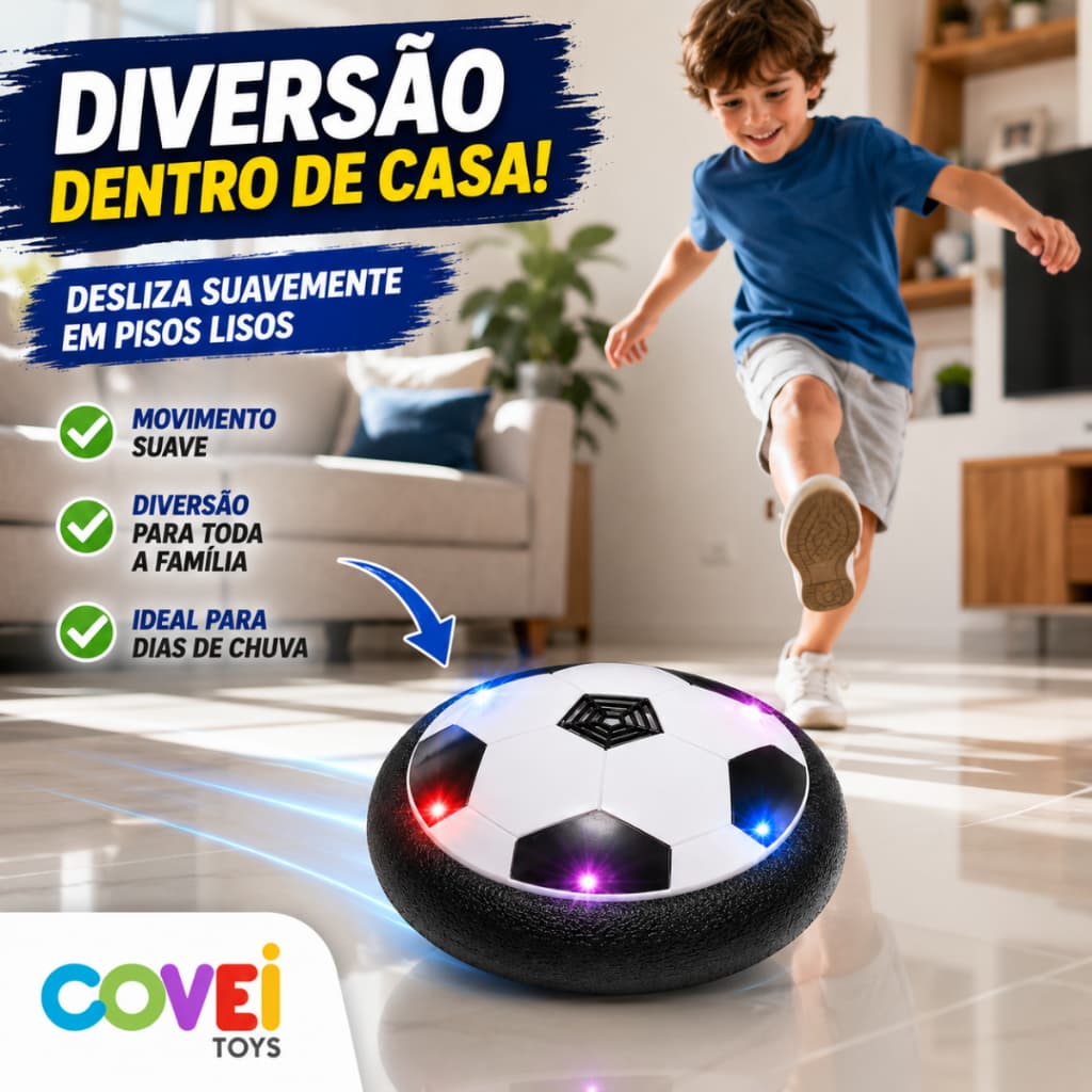 kit Futebol Gol Mini Trave Rede Bola Brinquedo Hover Ball Com LED Proteção Espuma Para Brincar
