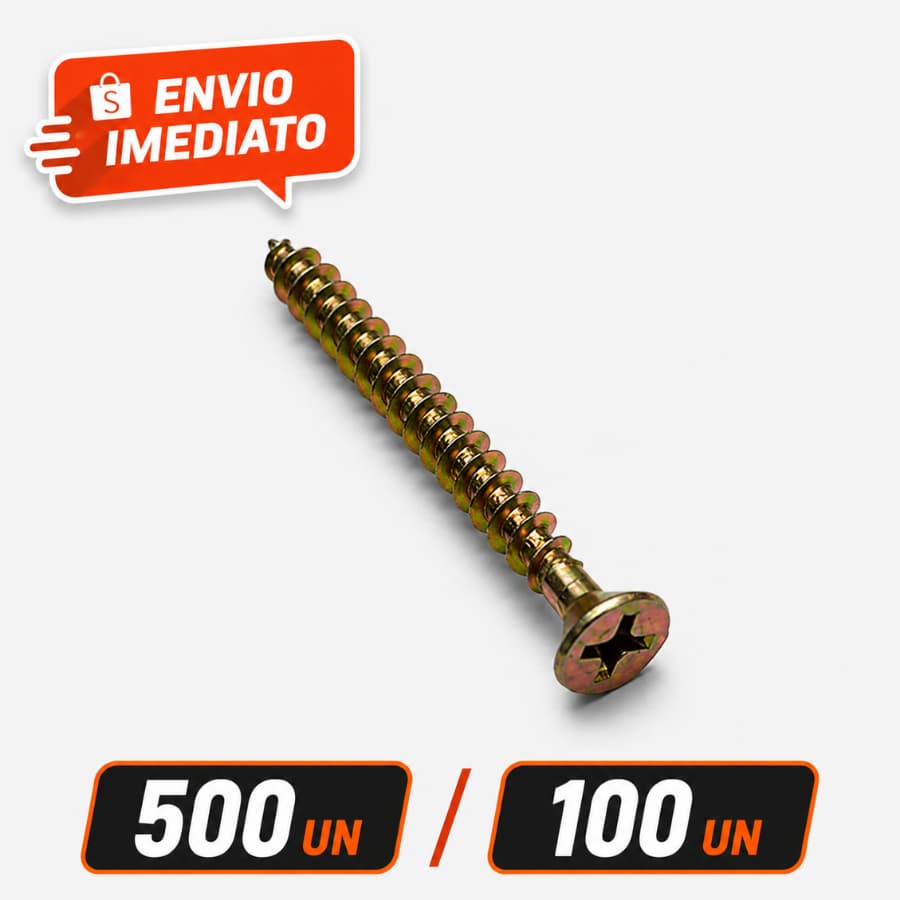Parafuso Chipboard 4,0x45 Cabeça Chata Phillips Bicromatizado MDF Aglomerado