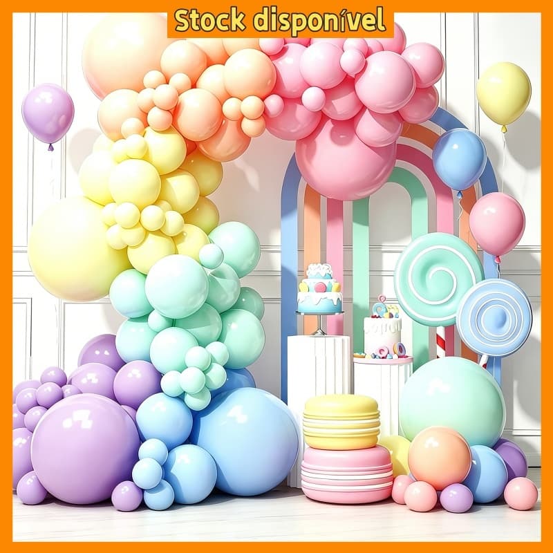 Kit de Bexigas Arco Metalizado para Decoração de Aniversário e Festas, várias cores