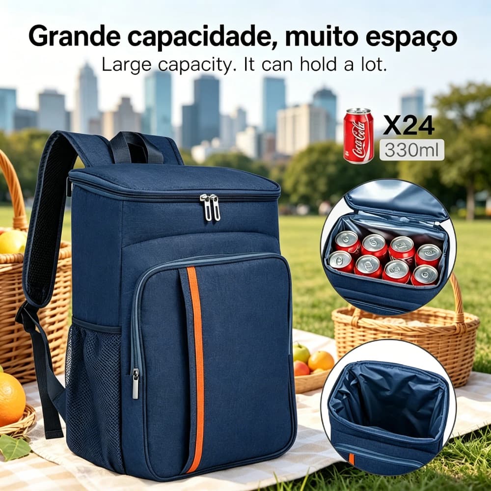 Bolsa de piquenique Bolsa térmica Amplo espaço interno À prova de vazamentos Design de conservação térmica e frescor