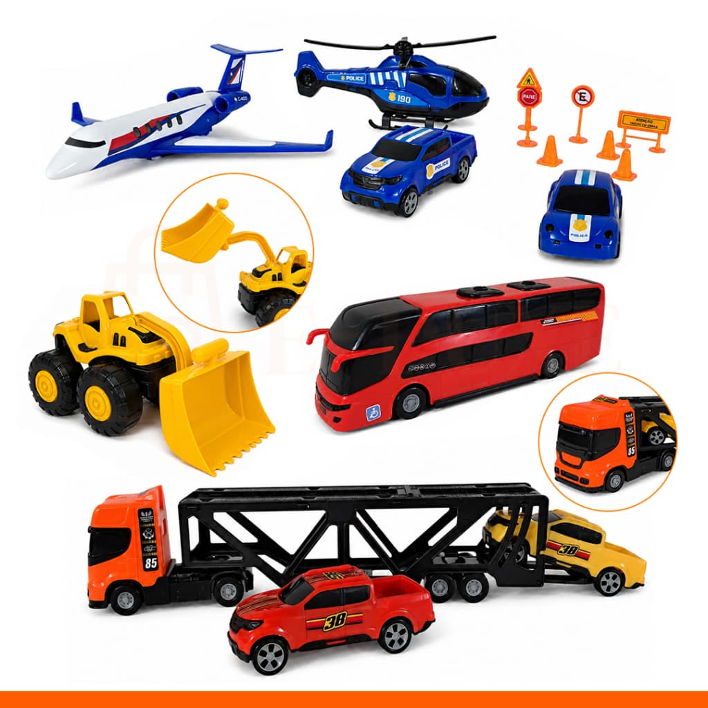 Brinquedo Menino Carrinhos Ônibus Avião Caminhão Caçamba Cegonha