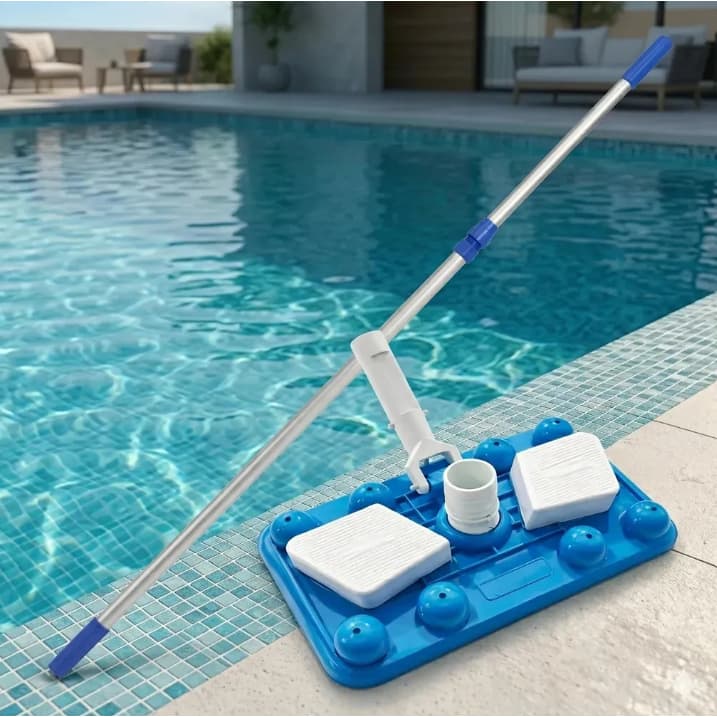 Kit Cabo De Alumínio 3 Metros De Piscina  Sodramar + Aspirador 8 Esferas Profissional Manual
