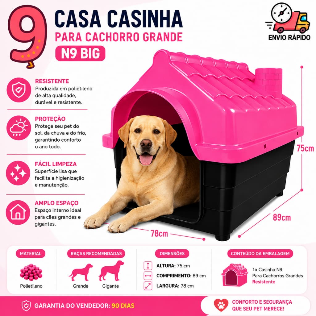 Casinha Plástica Desmontável Cachorros Cães Grande Porte N 9
