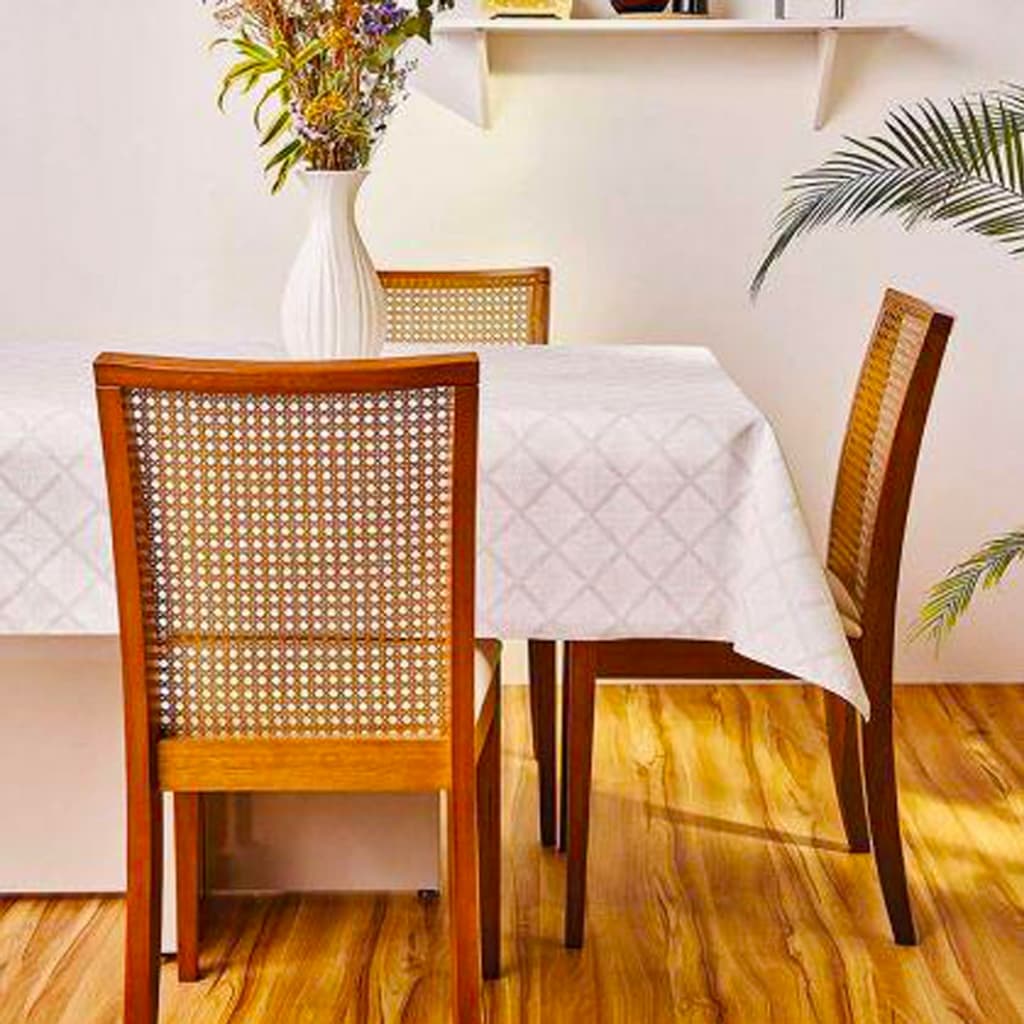 Toalha de Mesa Quadrada 1,40x1,40 Lepper Gabi 4 Lugares Fácil Limpeza Bege Super Prática