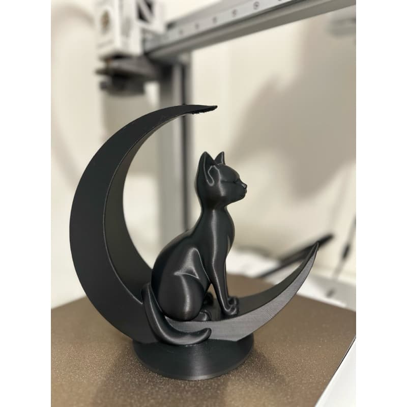 Escultura Gato na Lua 20cm Impressa em 3D Decoração Moderna Geek
