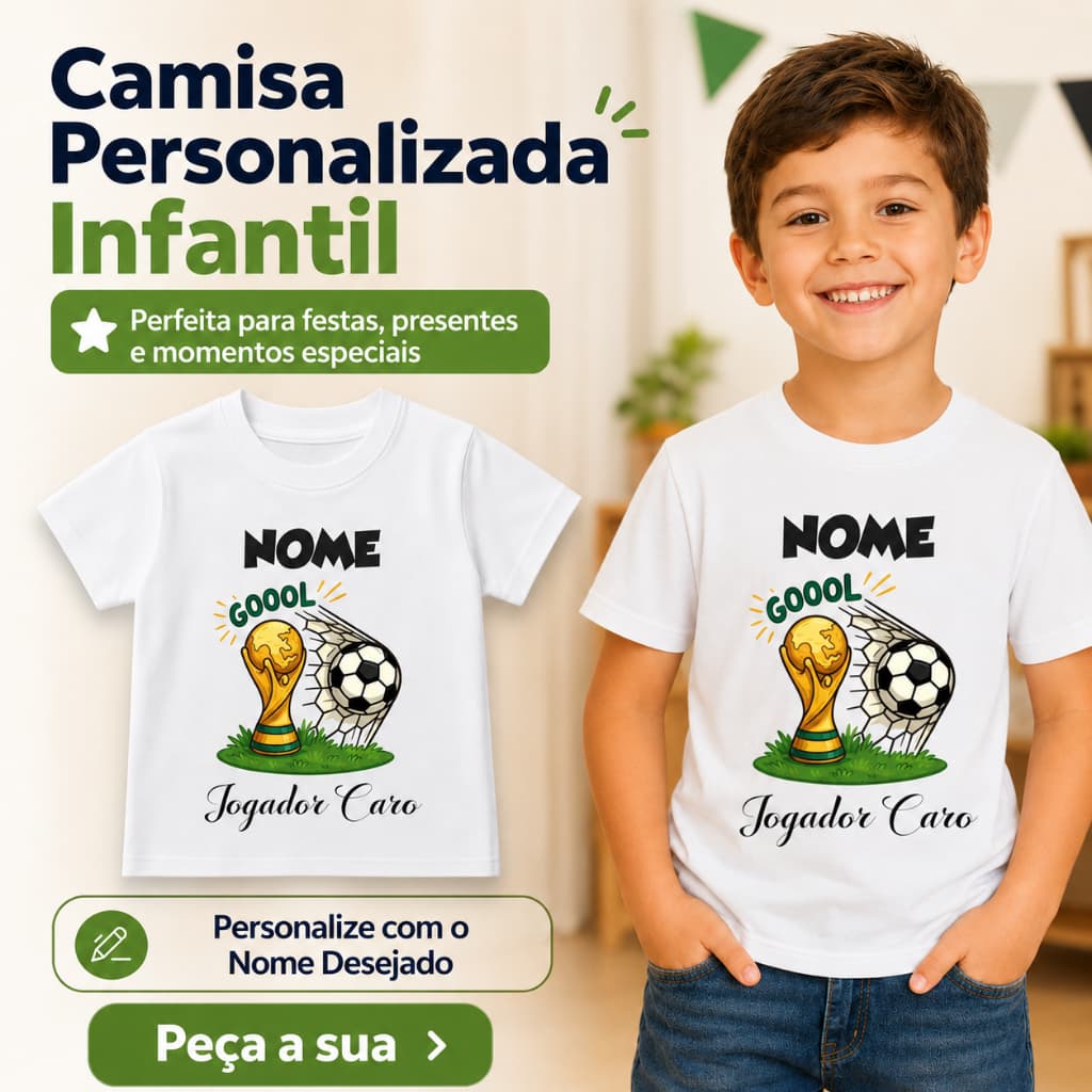 Camisa Personalizada Jogador GOOOL com Nome