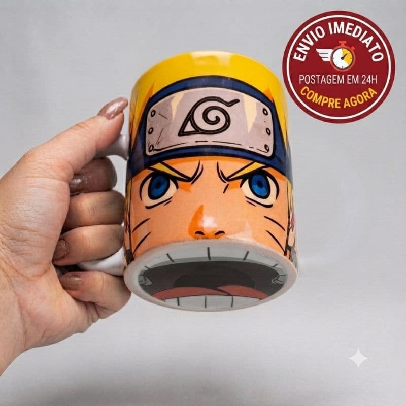Caneca NARUTO VEGETA E GOKU DRAGON BALL  ANIME Geek BOCÃO com CAIXINHA