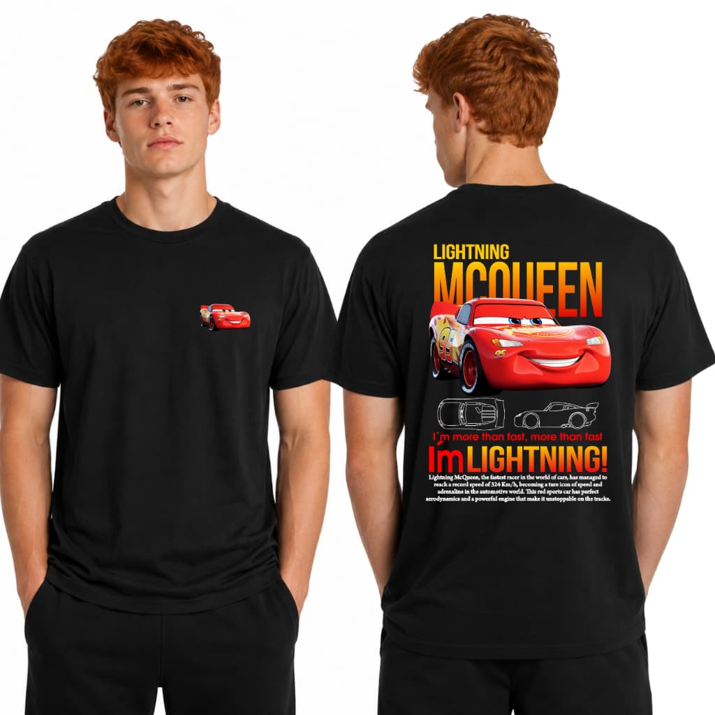 Camiseta Relâmpago Mcqueen e Sally Camisa 100% Algodao Estampa Grande