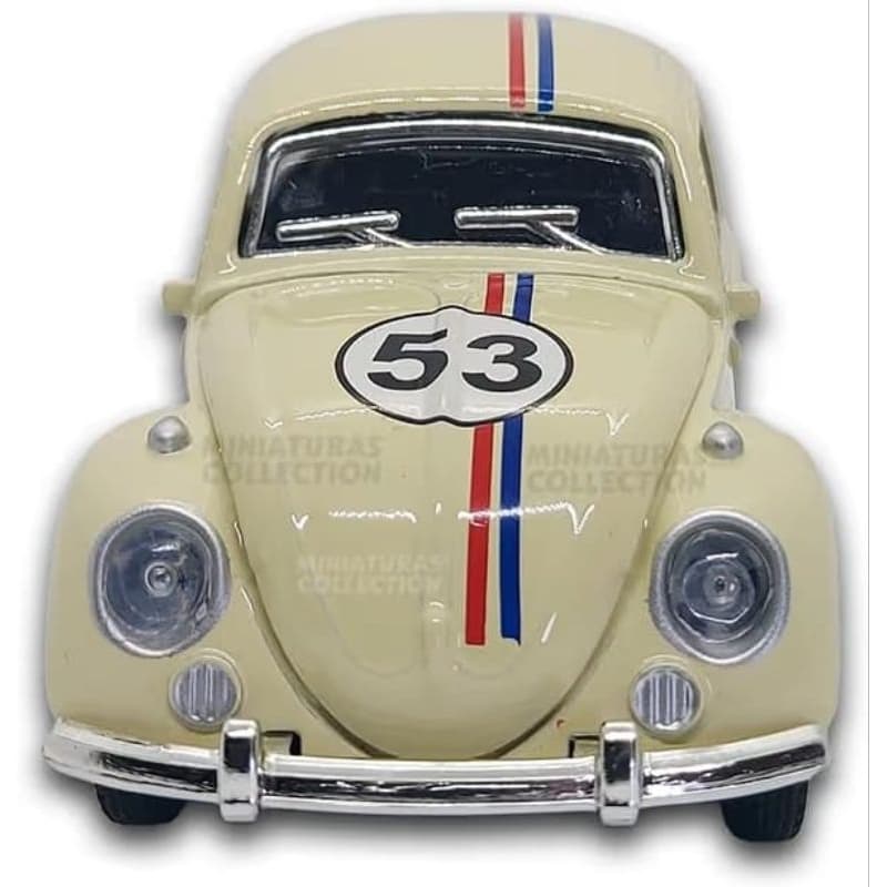Miniatura Volkswagen Fusca Herbie 53 - Metal Durável, Abre Portas e Capô, Mecanismo de Fricção