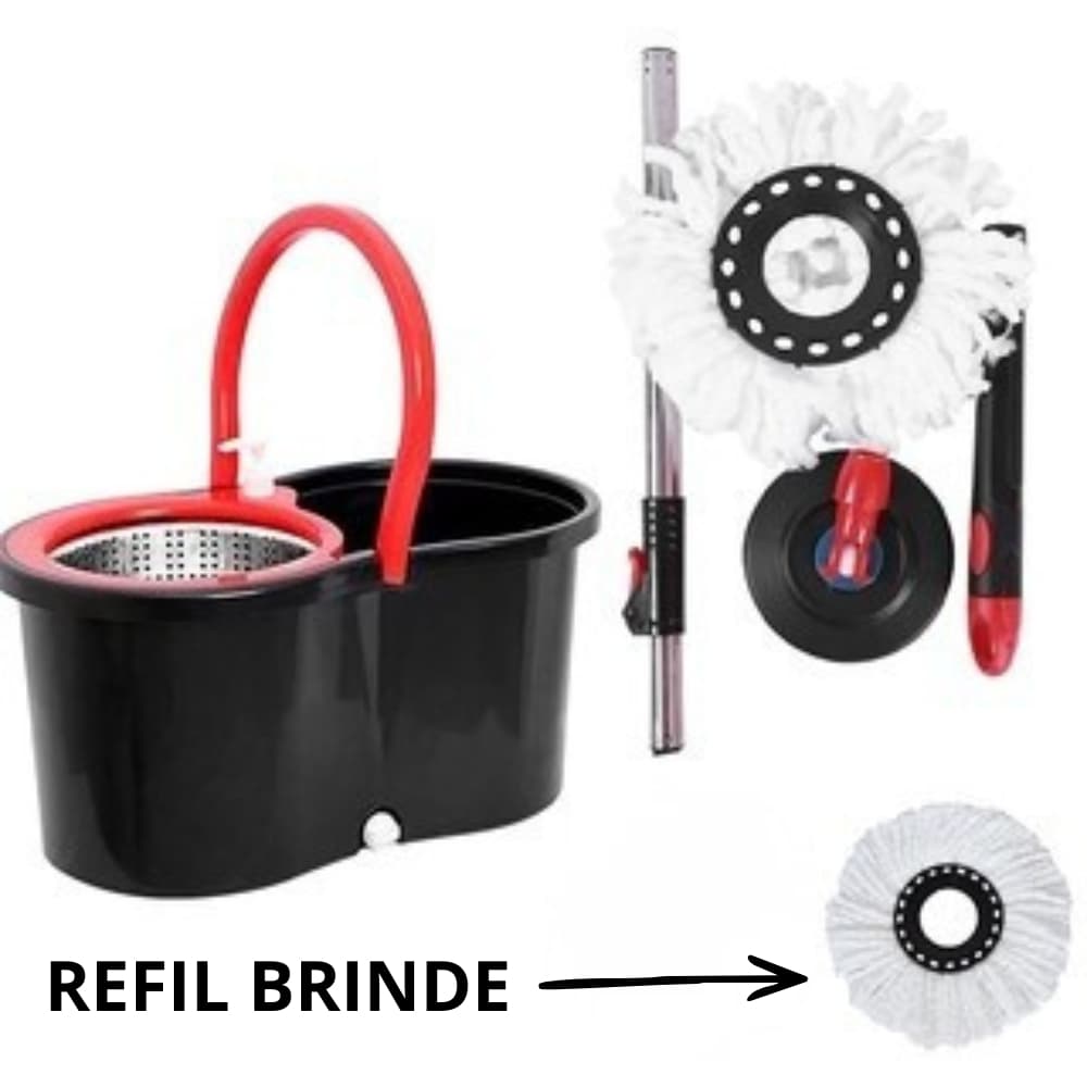 Mop Giratório com Balde Inox Esfregão Microfibra Limpeza Prática Alta Resistência Multiuso