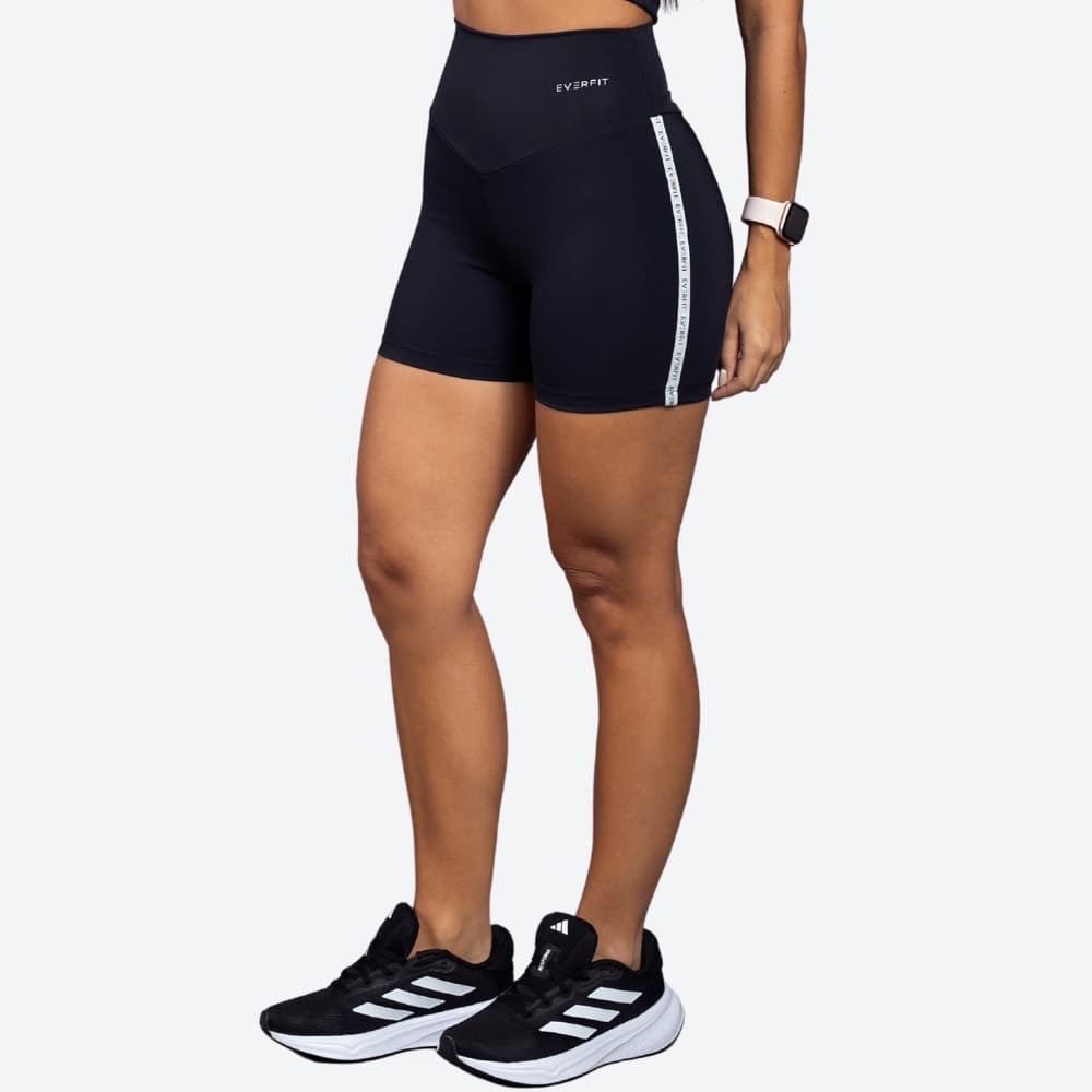 Short Fitness Academia Feminino Fita Cintura Alta Everfit Zero Transparência