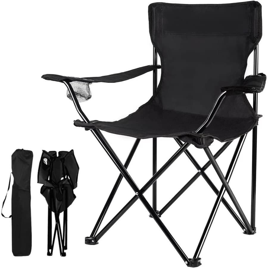 Cadeira de Camping Dobrável com Suporte de Copo + Bolsa de Transporte - Resiste Até 150Kg para acampamento Pesca e Praia