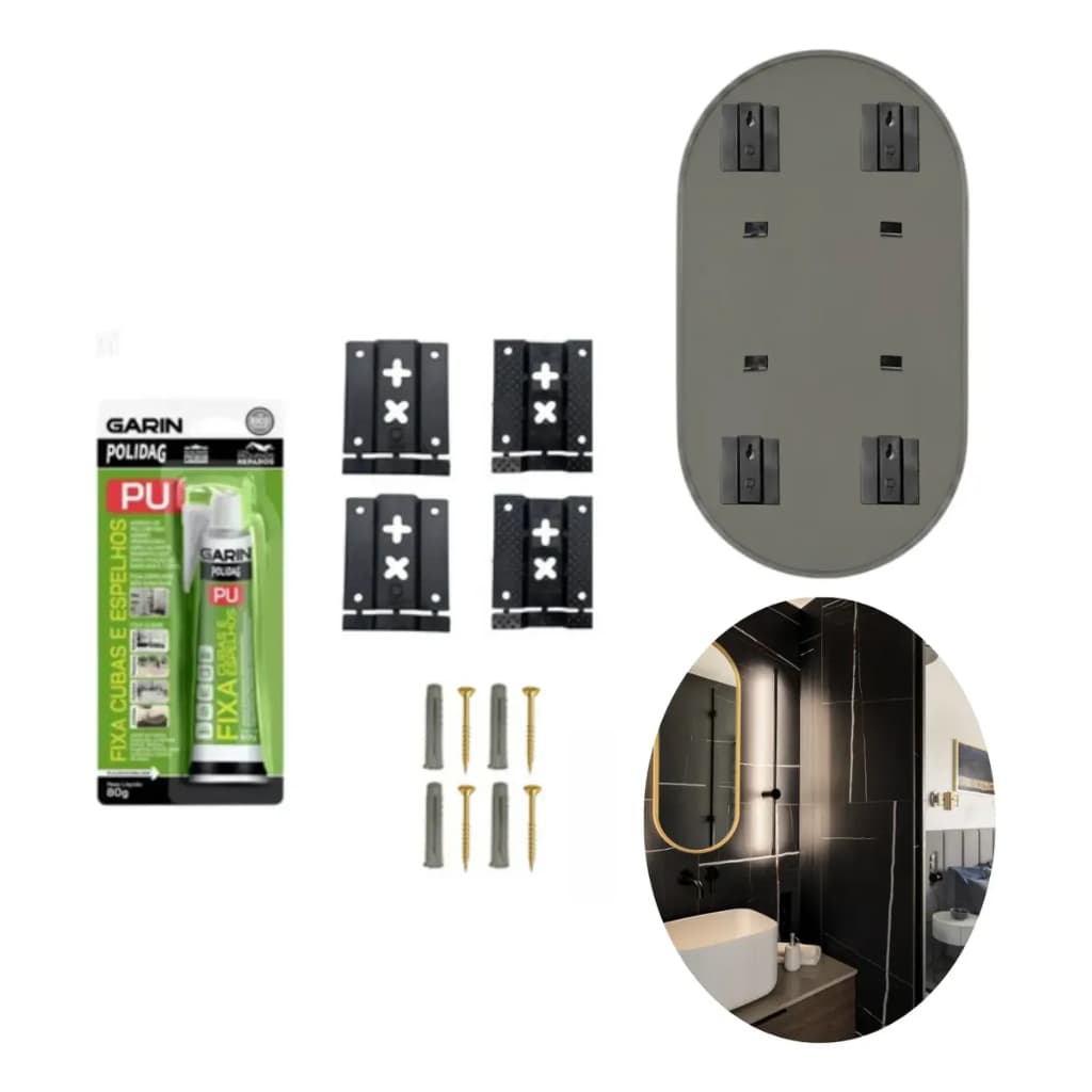 Kit 4 Suportes Flex Para Espelhos E Quadros Com Cola Parafusos E Buchas