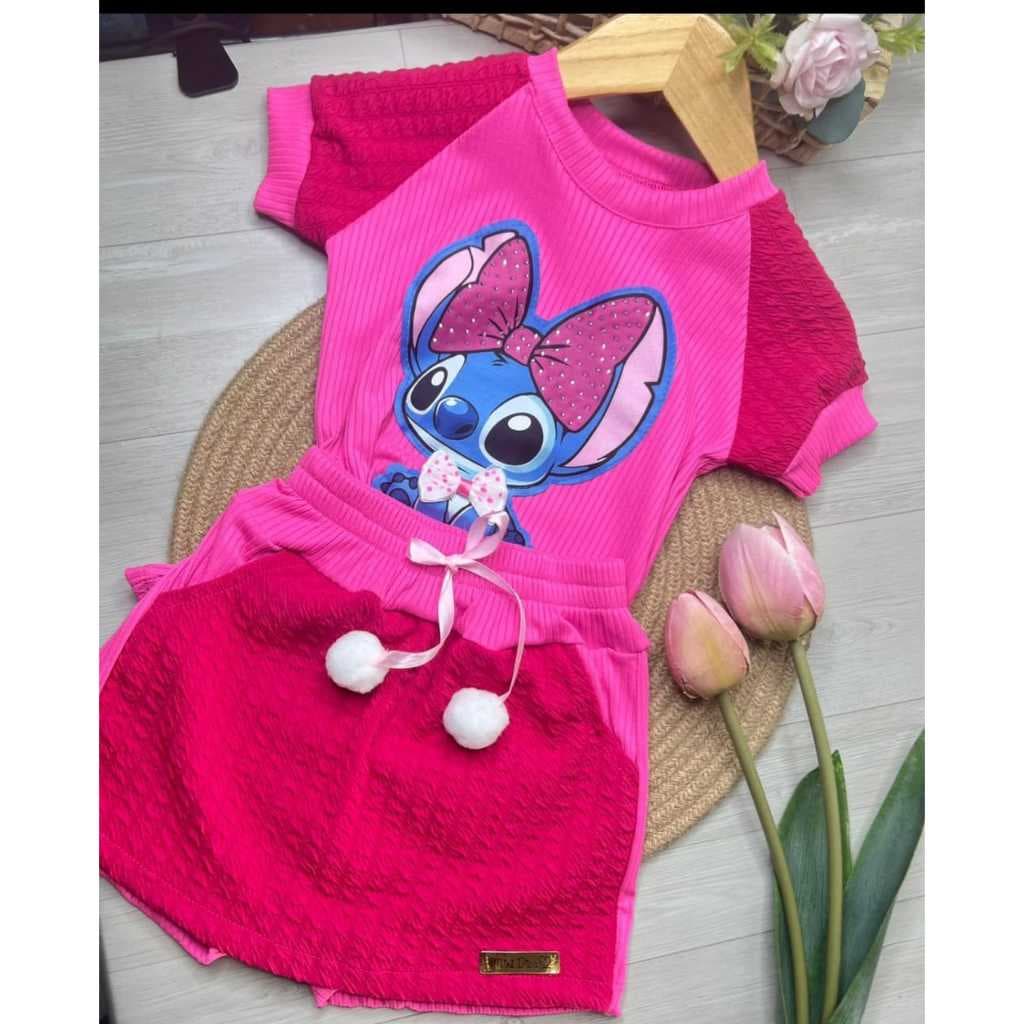 Conjunto Infantil Menina - Shorts Saia - Stiti  Moda Bloglerinha