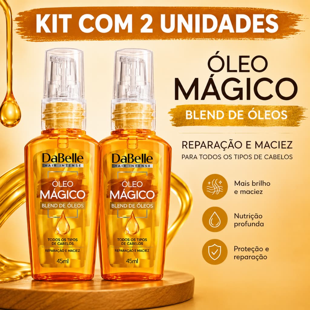 kit 2 Óleo Para Cabelo Reparador De Pontas Blend De Óleos Dabelle Umectação