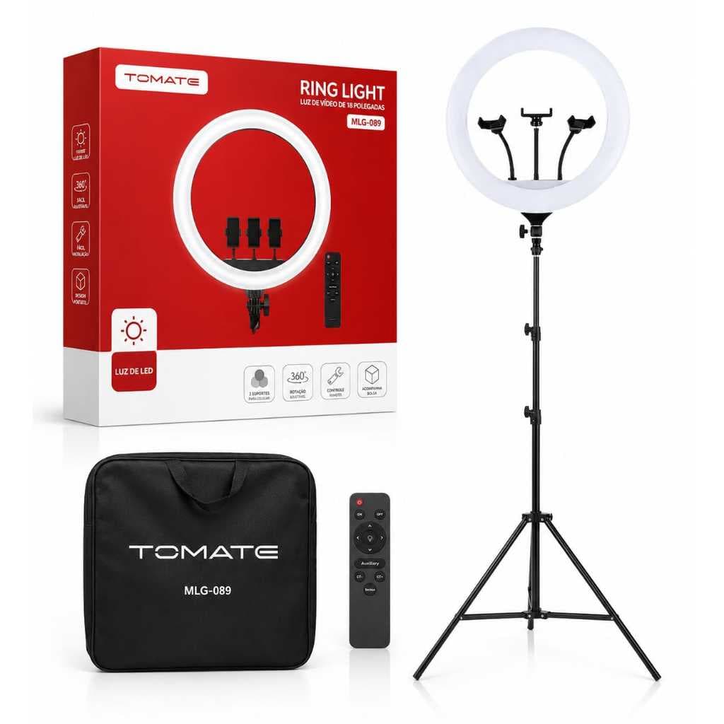 Ring Light Led 55w Tomate 18 Polegadas Bicolor Tripé Mlg-089