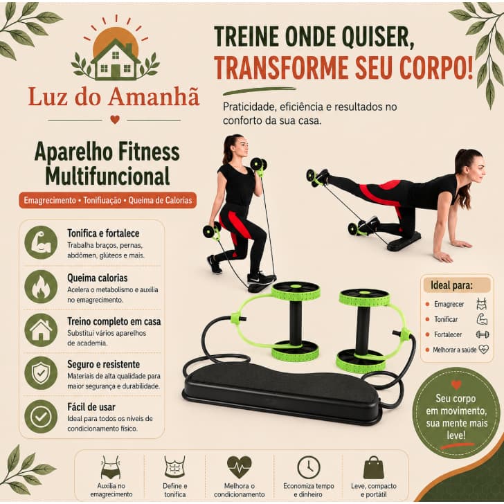 Aparelho Fitness Emagrecimento Tonificação Muscular Exercícios Domiciliar Queima Calorias Saúde Corpo
