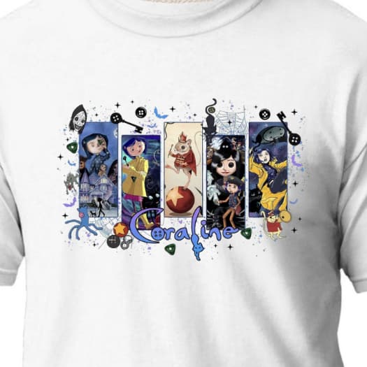 Camiseta Algodão Coraline Filme Familia Amor Chave