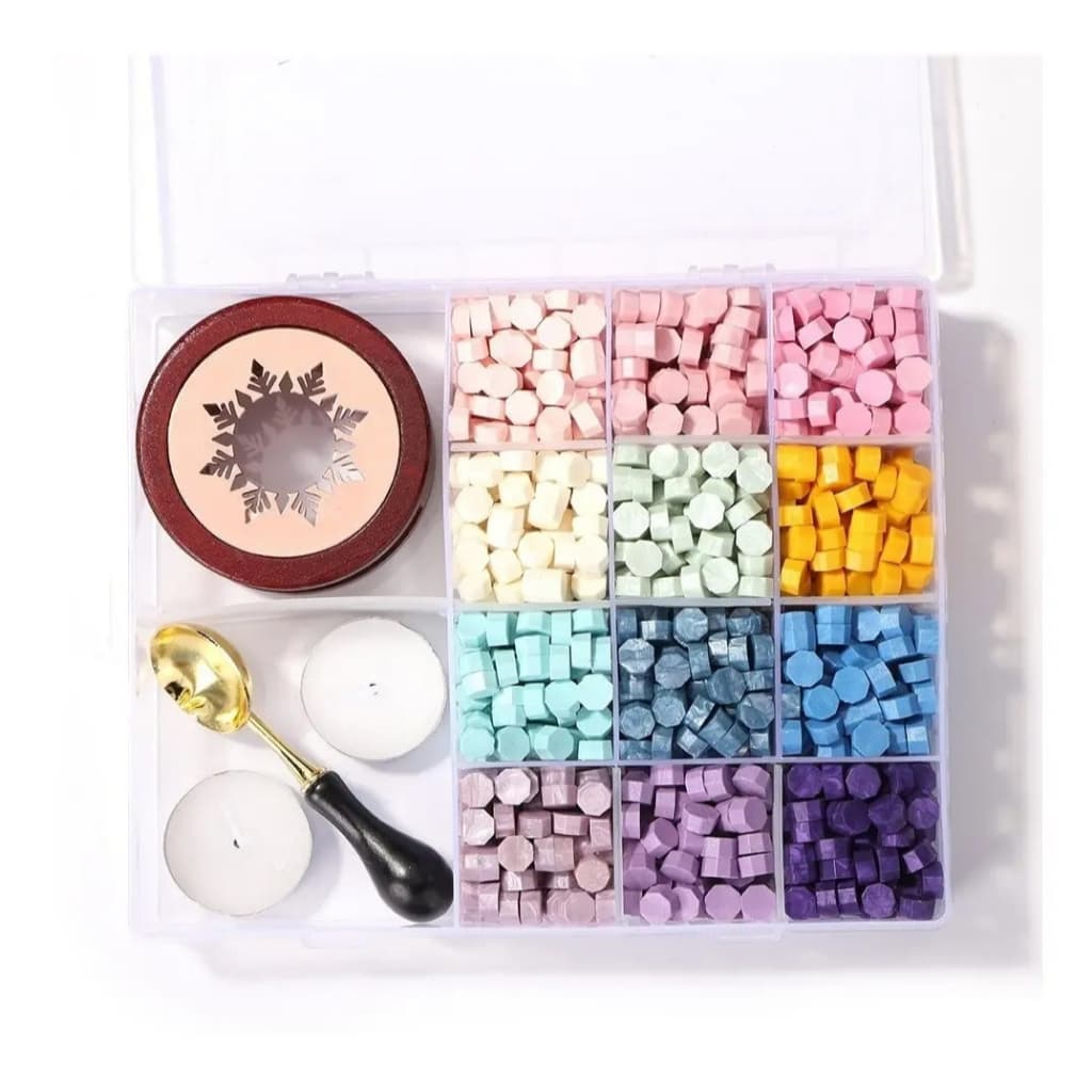 Kit Artesanal para Lacre de Cera - 1200 Ceras Coloridas, Vela, Forninho e Colher de Derretimento
