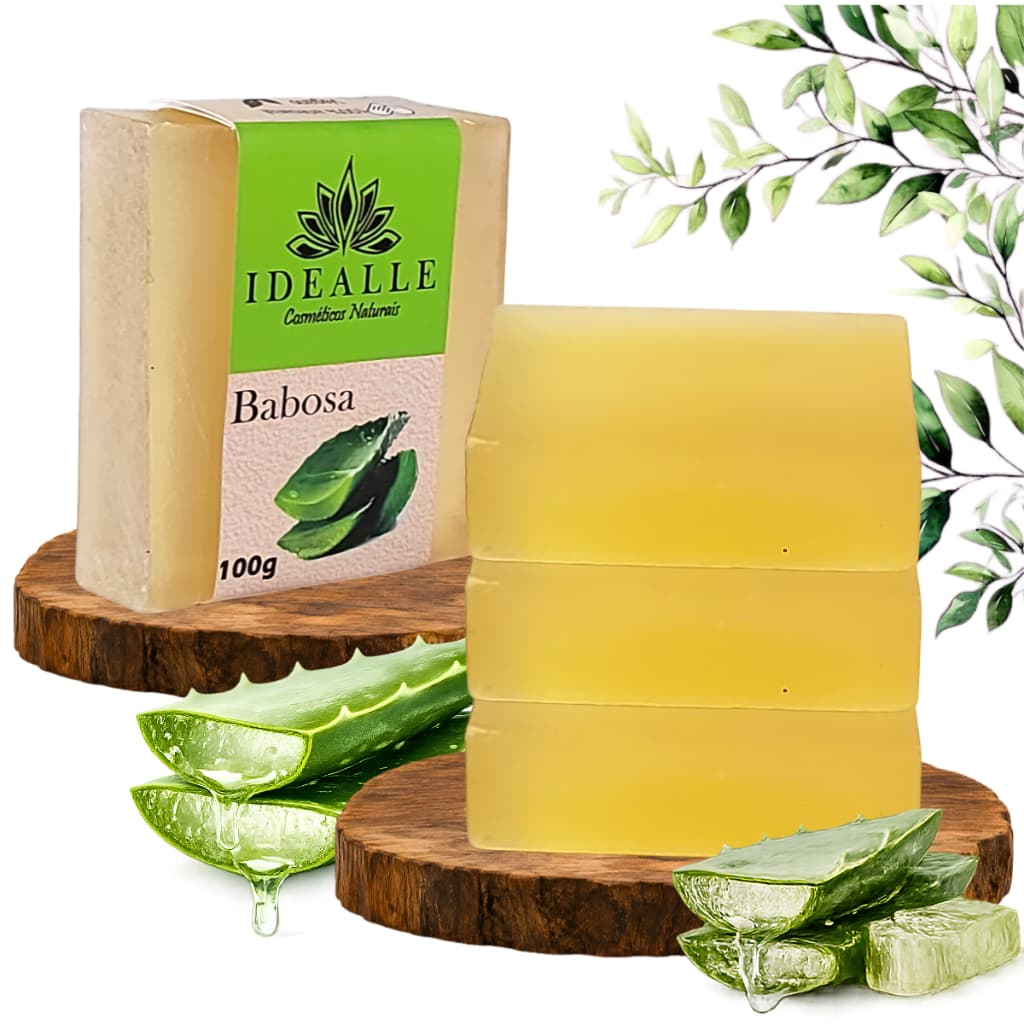 Kit 3 Sabonete Babosa Idealle Natural Combate Fungos e Bactérias Vegano