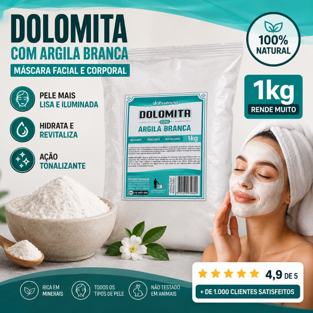 Dolomita com Argila Branca (skin Care) Máscara Facial 1kg