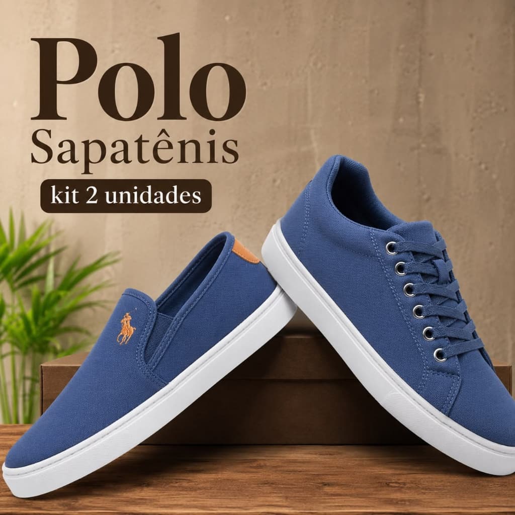 Tênis Masculino Slip On Bordado + Sapatênis Social Iate Moda Verão Casual Promoção