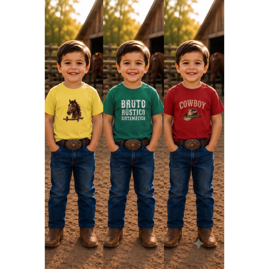 Kit Camiseta Infantil Bruto Rústico Sistemático Menino