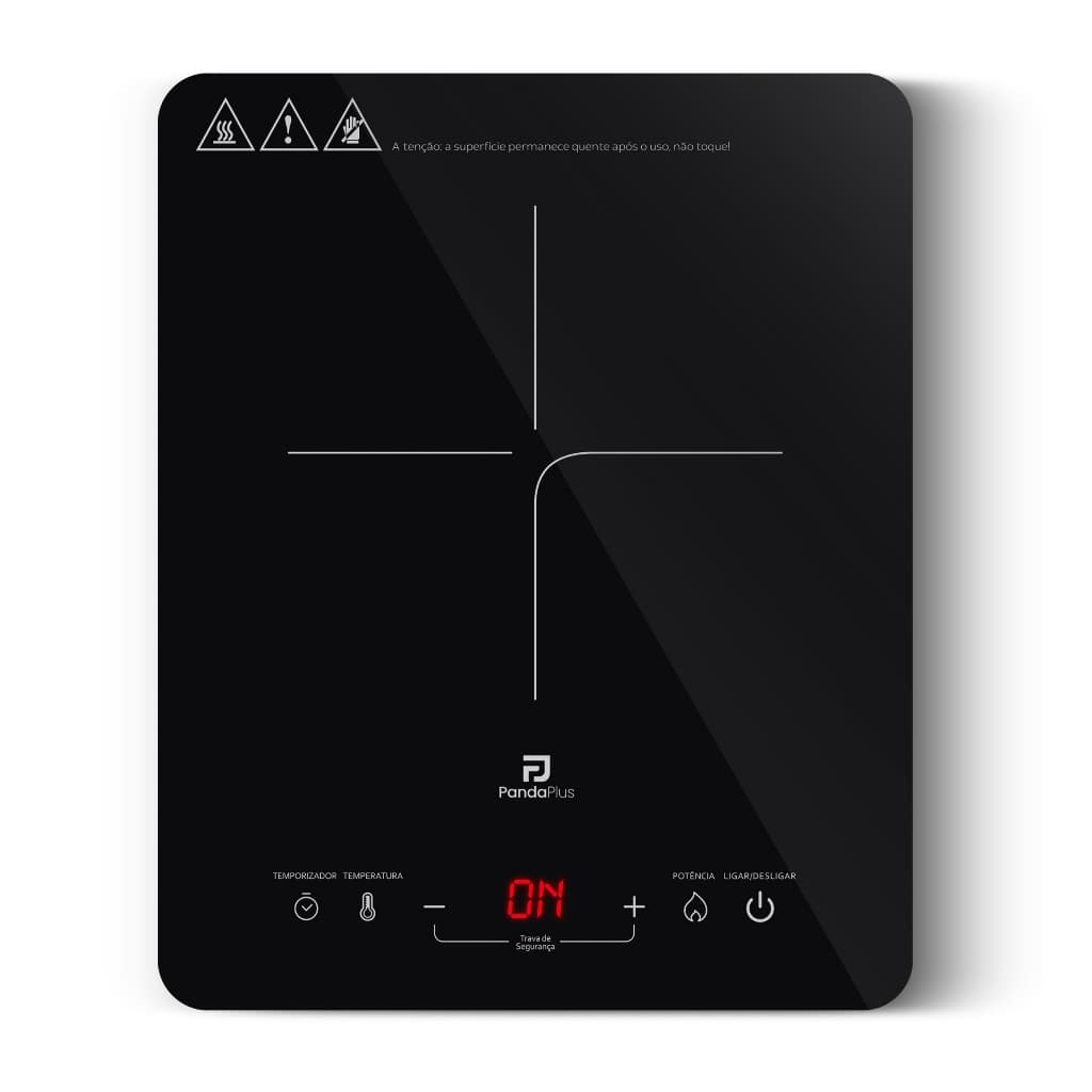 Cooktop Indução 1 Boca Bivolt Portátil Panda Plus Touch 8 Níveis Temperatura Trava de Segurança Timer Vitrocerâmico