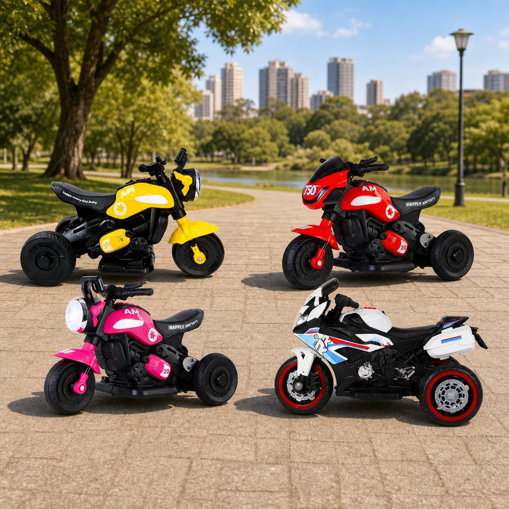 Mini Moto Elétrica Infantil Recarregável Triciclo 6V Bateria Som Luz Criança Menino Menina Amarela Vermelha Rosa Branca