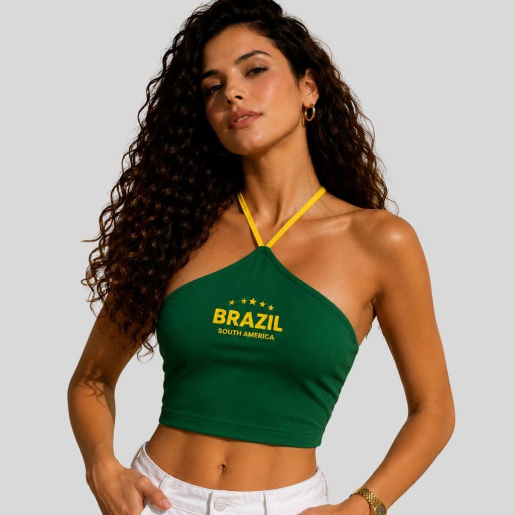 Blusa Feminina Cropped Suplex Copa com Alça - Decote Triangulo