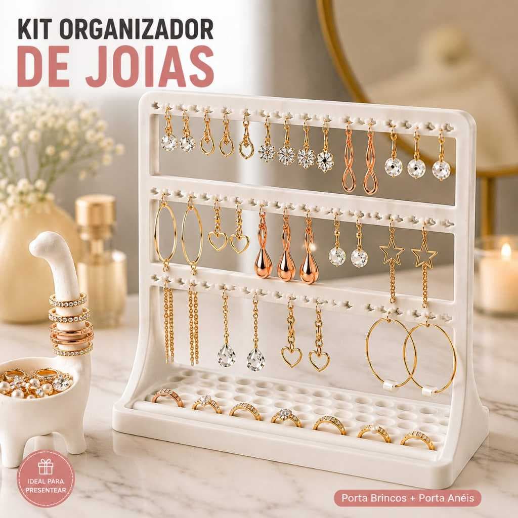 Organizador de Joias - kit Porta Brincos + Anéis /Expositor para joias, Bijuterias e Acessórios