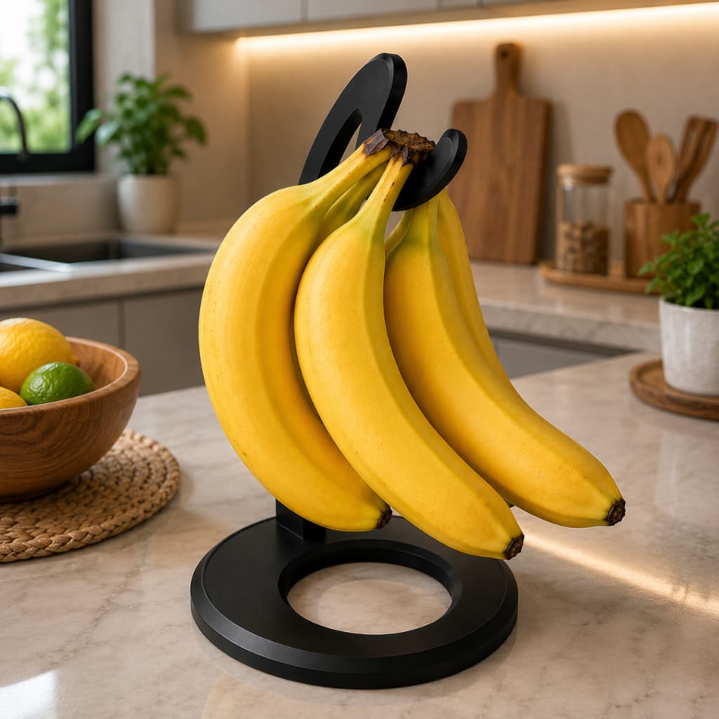 Suporte Para Bananas Fruteira de Mesa Com Gancho Multiuso Organizador Para Bancada Cozinha Moderna Compacto