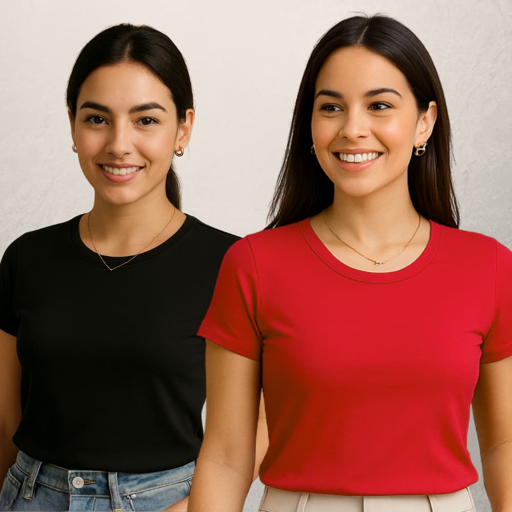 Kit 2 Blusas Babylook Feminina Manga Curta Básica Casual Leve Confortável Moda Feminina