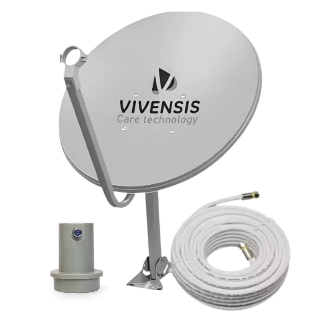 Kit Antena Digital Parabólica Vivensis 60cm Lnbf Ku Cabo