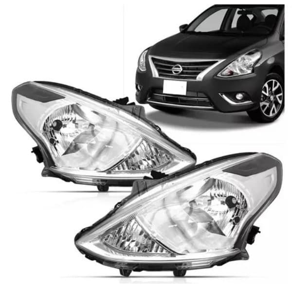Farol Principal Nissan Versa 2015 a 2021 Máscara Cromada Manual Lado Direito OU Lado Esquerdo - Marca RF