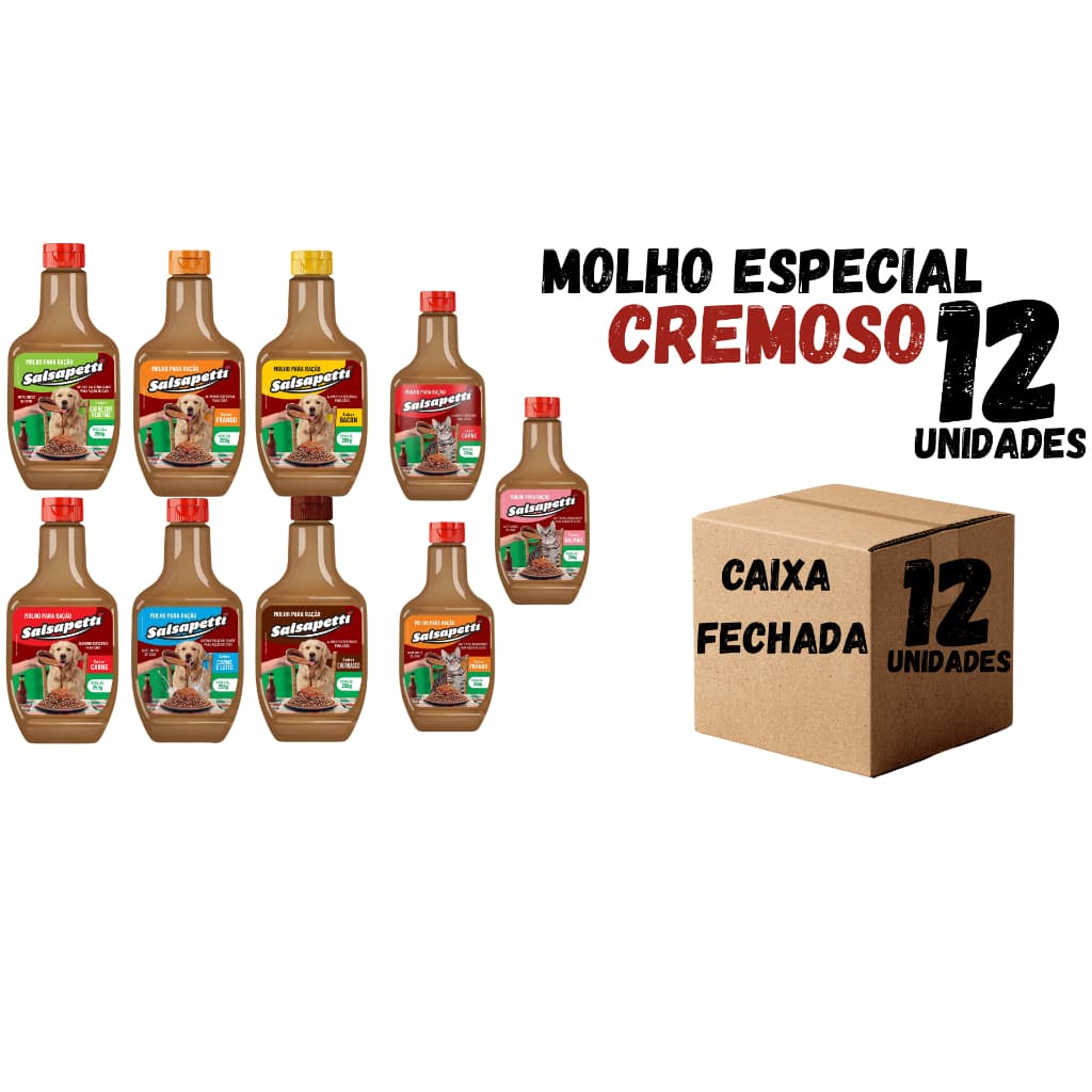 Kit 12Un Molho Especial Molho Para Ração Cachorro Gato Caixa Fechada - 250g salsapetti